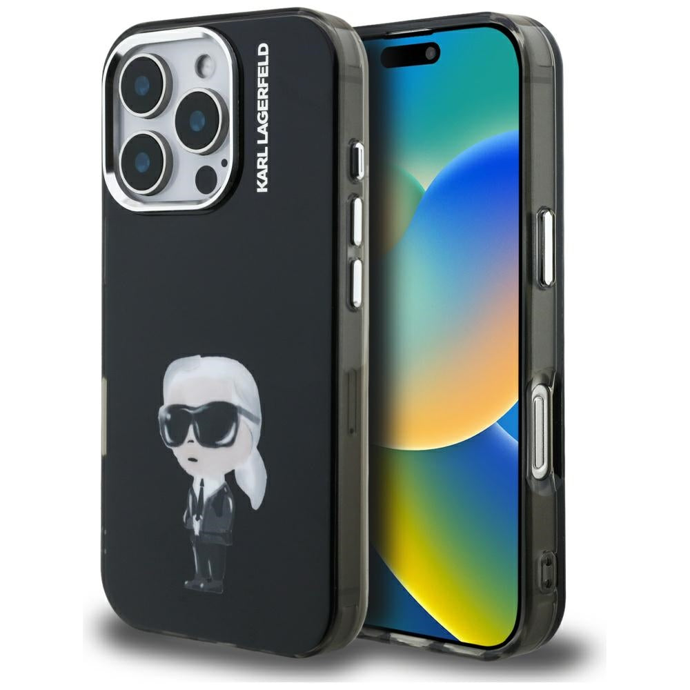 Puzdro MagSafe pre Apple iPhone 16 Pro, Karl Lagerfeld, IML Aquarelle Logo Karl, Čierne
