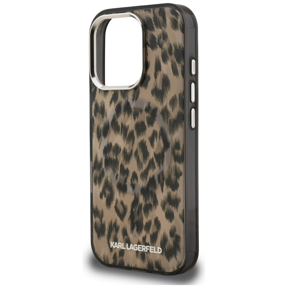 Puzdro MagSafe pre Apple iPhone 16 Pro, Karl Lagerfeld, IML Leopard Pattern, Hnedá