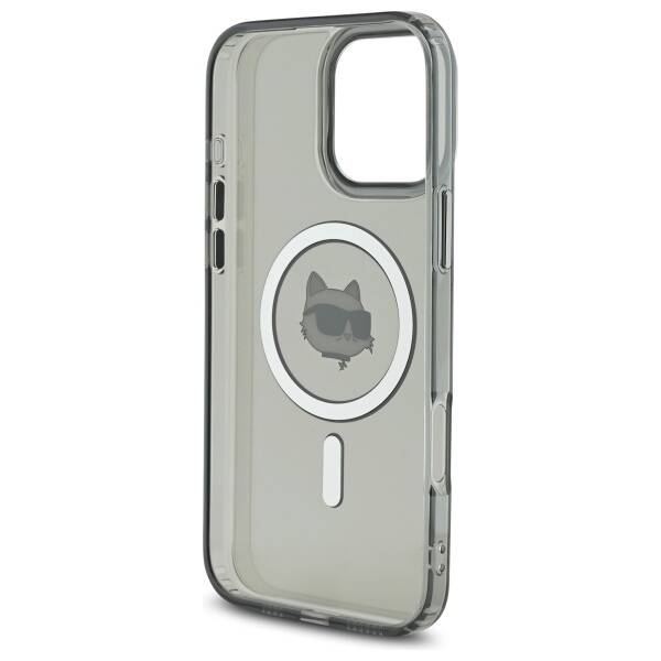 Puzdro MagSafe pre Apple iPhone 16 Pro, Karl Lagerfeld, IML Metal Choupette's Head, Čierne