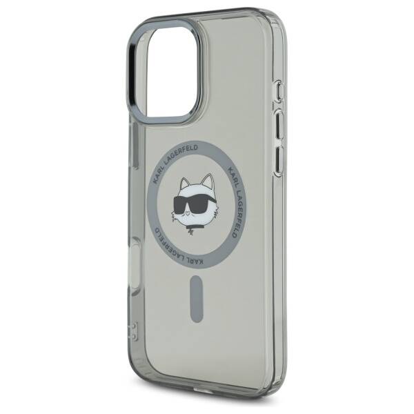 Puzdro MagSafe pre Apple iPhone 16 Pro, Karl Lagerfeld, IML Metal Choupette's Head, Čierne