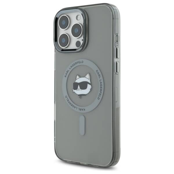 Puzdro MagSafe pre Apple iPhone 16 Pro, Karl Lagerfeld, IML Metal Choupette's Head, Čierne