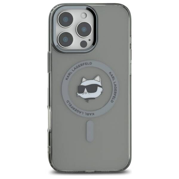 Puzdro MagSafe pre Apple iPhone 16 Pro, Karl Lagerfeld, IML Metal Choupette's Head, Čierne