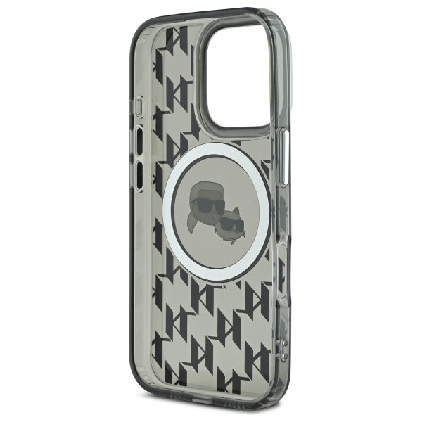 Puzdro MagSafe pre Apple iPhone 16 Pro, Karl Lagerfeld, IML Monogram Karl & Choupette's Heads, Čierne