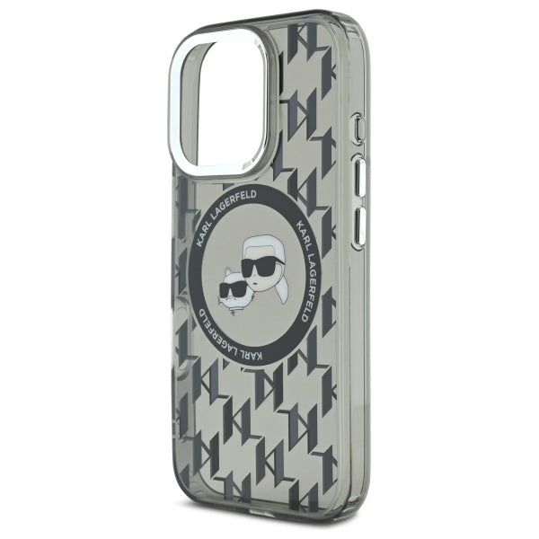 Puzdro MagSafe pre Apple iPhone 16 Pro, Karl Lagerfeld, IML Monogram Karl & Choupette's Heads, Čierne