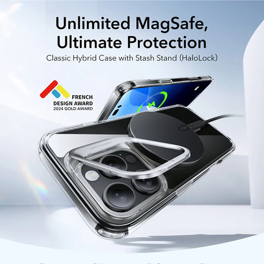 Puzdro MagSafe pre Apple iPhone 16 Pro Max, ESR, Classic Hybrid Kickstand, Transparentné