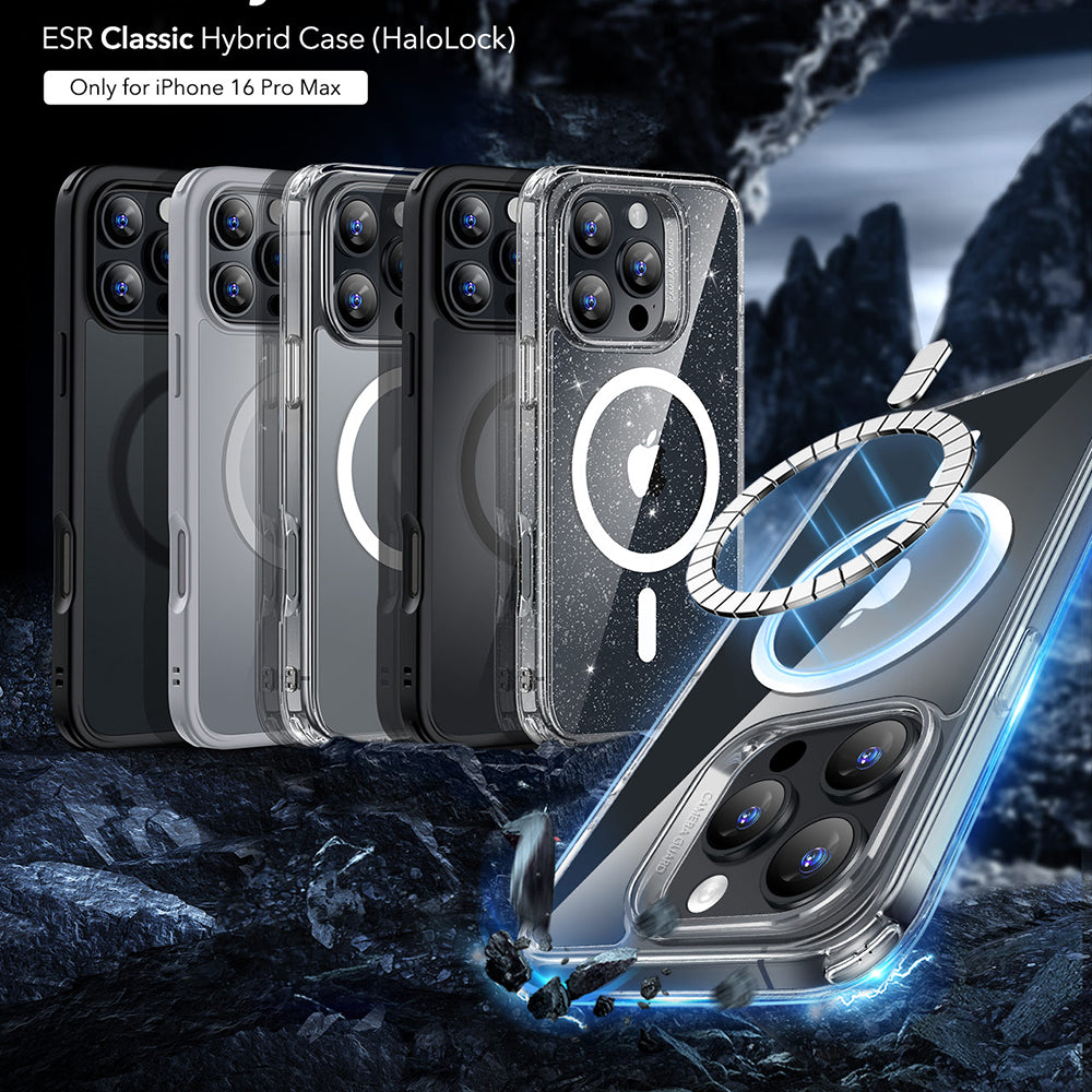 MagSafe Case for Apple iPhone 16 Pro Max, ESR, Classic Hybrid, Satin Transparent