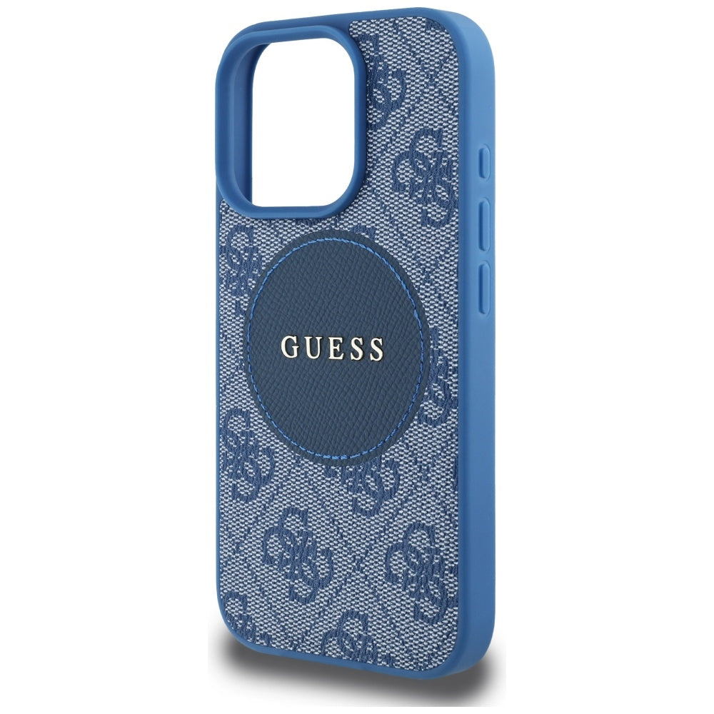 Puzdro MagSafe pre Apple iPhone 16 Pro Max, Guess, 4G Circle Classic Logo, Modrá