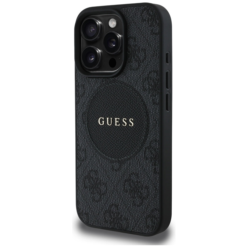 Puzdro MagSafe pre Apple iPhone 16 Pro Max, Guess, 4G Circle Classic Logo, Čierne