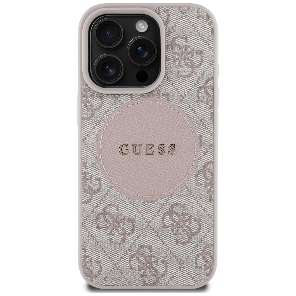 Puzdro MagSafe pre Apple iPhone 16 Pro Max, Guess, 4G Circle Classic Logo, Ružová