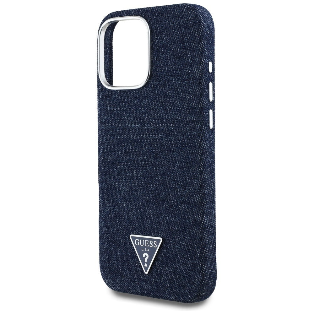 Puzdro MagSafe pre Apple iPhone 16 Pro Max, Guess, Denim Triangle Logo, Modrá