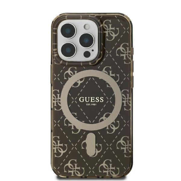 Puzdro MagSafe pre Apple iPhone 16 Pro Max, Guess, IML 4G Background, Hnedá