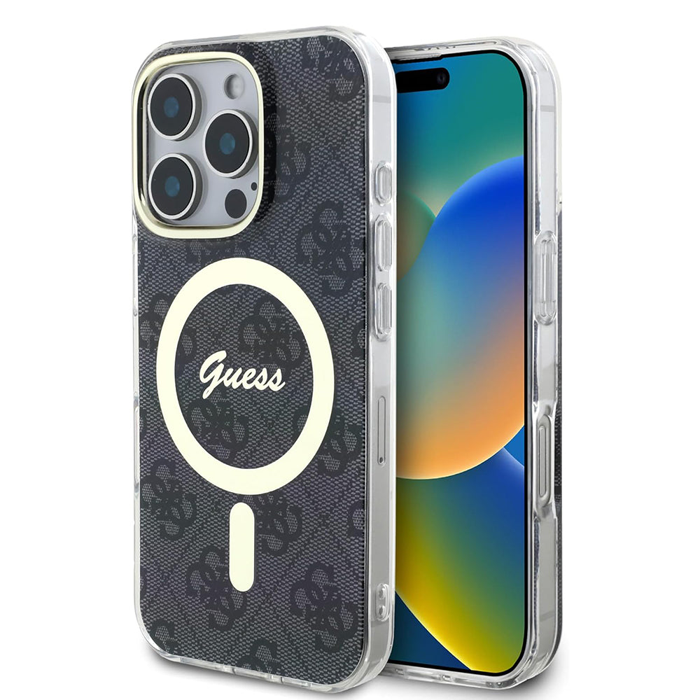 Puzdro MagSafe pre Apple iPhone 16 Pro Max, Guess, IML 4G, Čierne