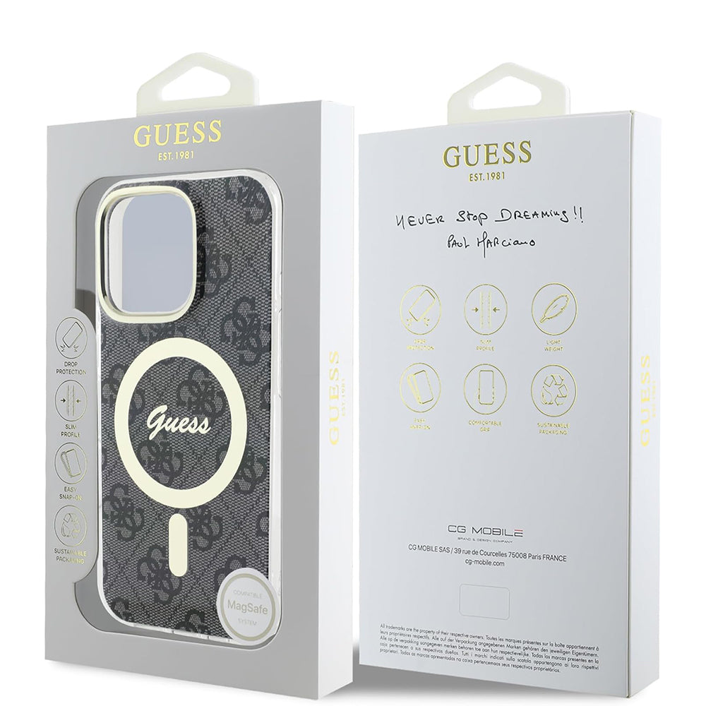 Puzdro MagSafe pre Apple iPhone 16 Pro Max, Guess, IML 4G, Čierne