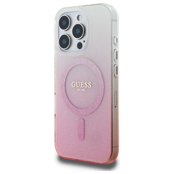 Puzdro MagSafe pre Apple iPhone 16 Pro Max, Guess, IML Glitter Gradient, Ružová