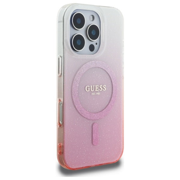 Puzdro MagSafe pre Apple iPhone 16 Pro Max, Guess, IML Glitter Gradient, Ružová
