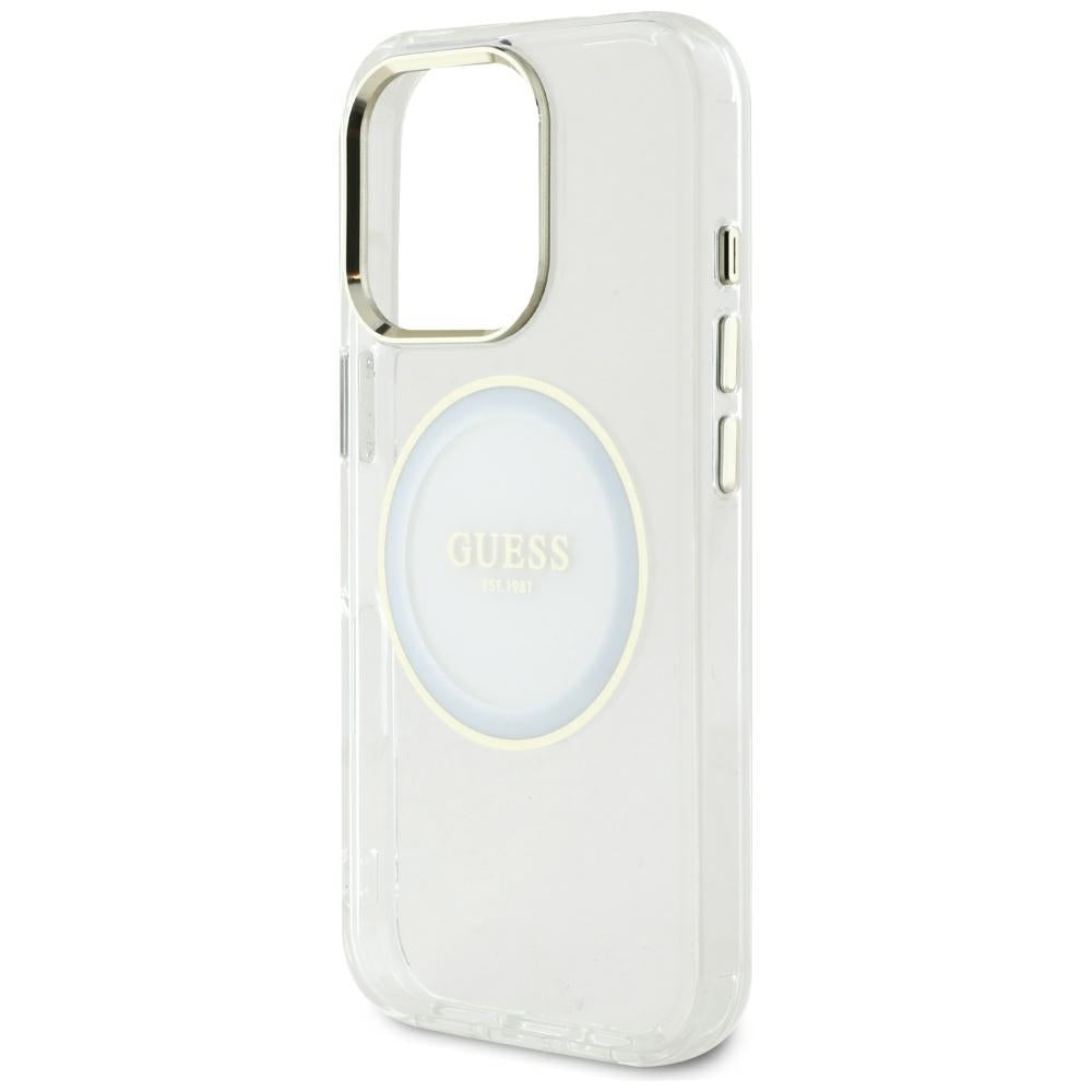 Puzdro MagSafe pre Apple iPhone 16 Pro Max, Guess, IML Metal Colored Circle, Biela