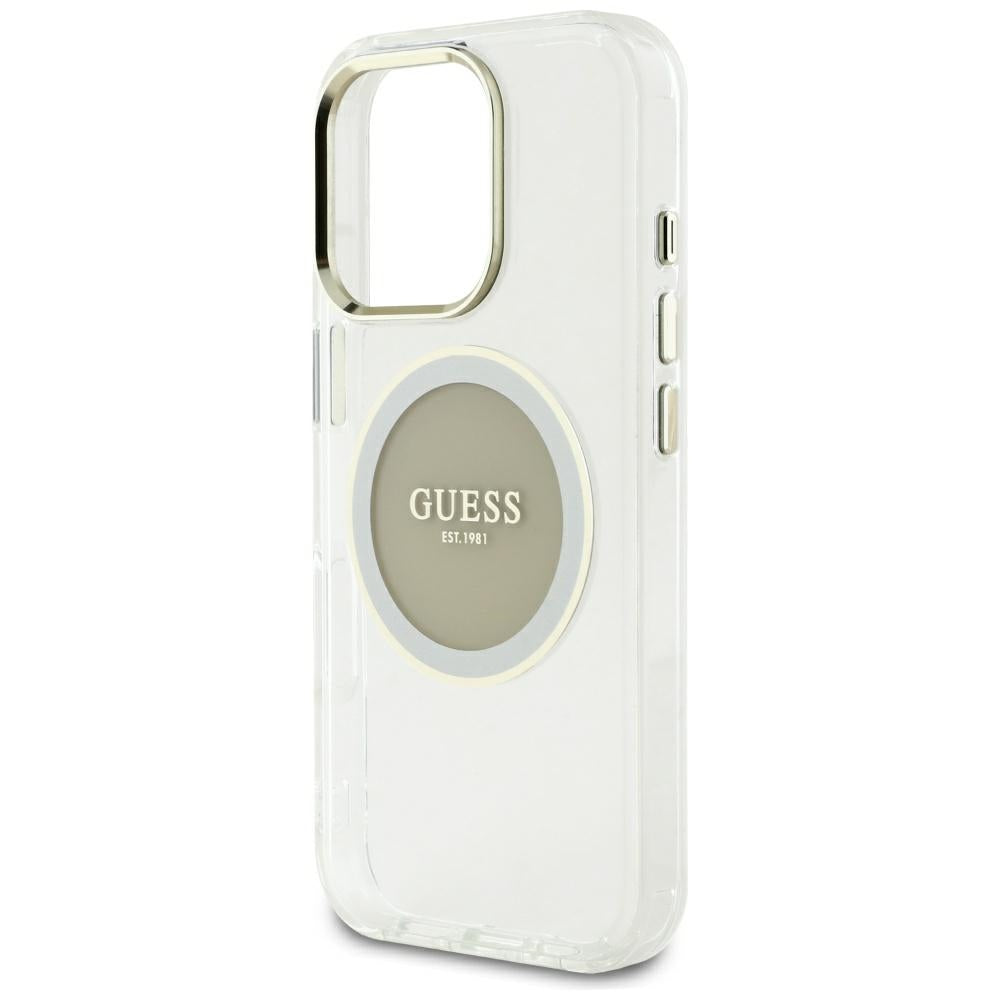 Puzdro MagSafe pre Apple iPhone 16 Pro Max, Guess, IML Metal Colored Circle, Sivá