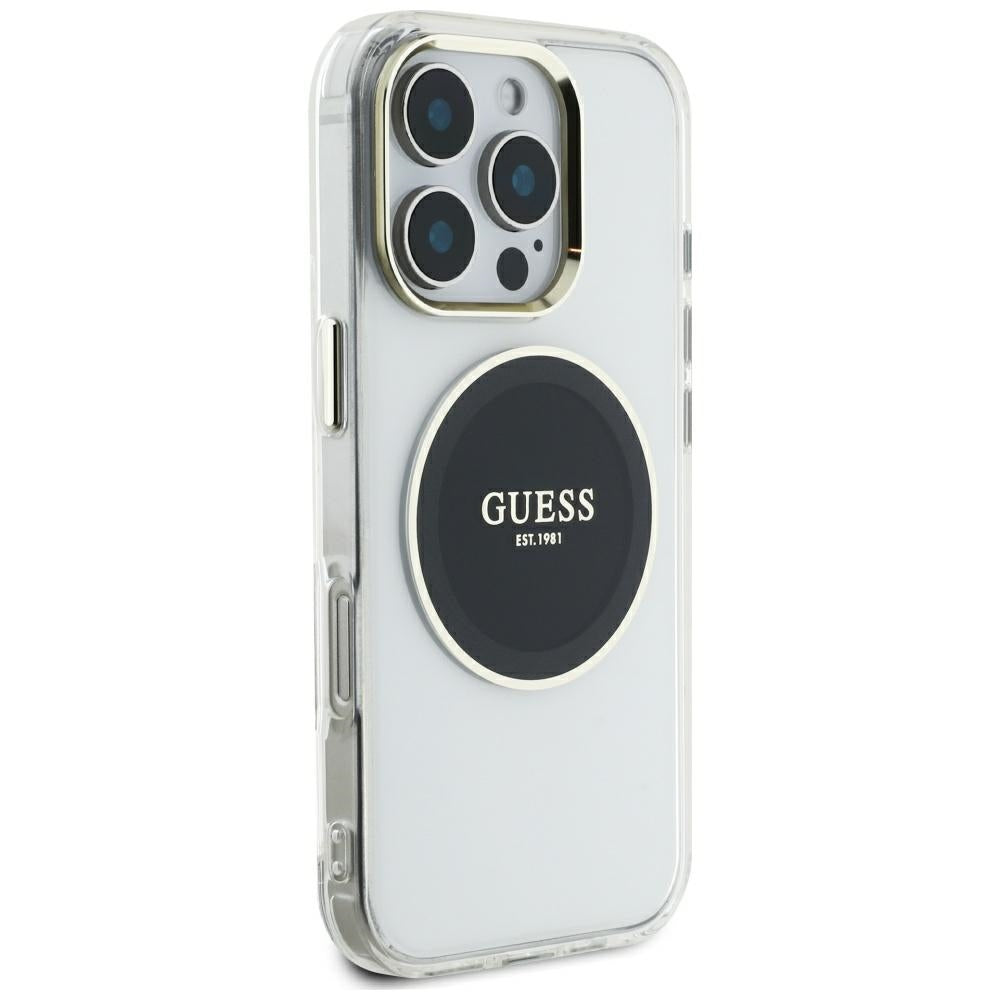 Puzdro MagSafe pre Apple iPhone 16 Pro Max, Guess, IML Metal Colored Circle, Čierne