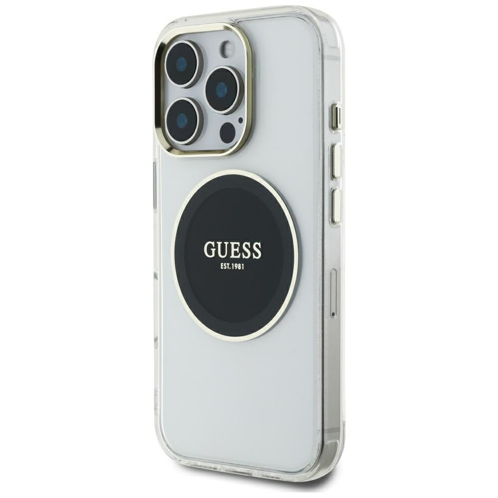Puzdro MagSafe pre Apple iPhone 16 Pro Max, Guess, IML Metal Colored Circle, Čierne