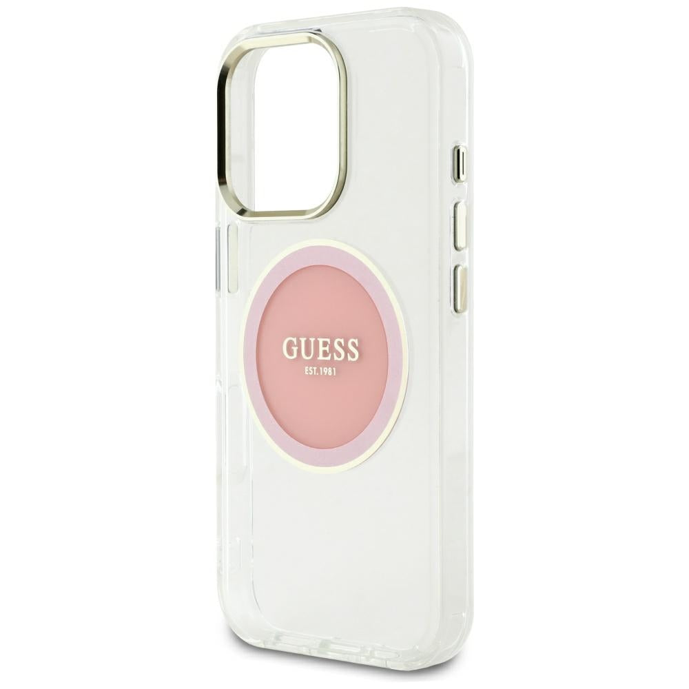 Puzdro MagSafe pre Apple iPhone 16 Pro Max, Guess, IML Metal Colored Circle, Ružová