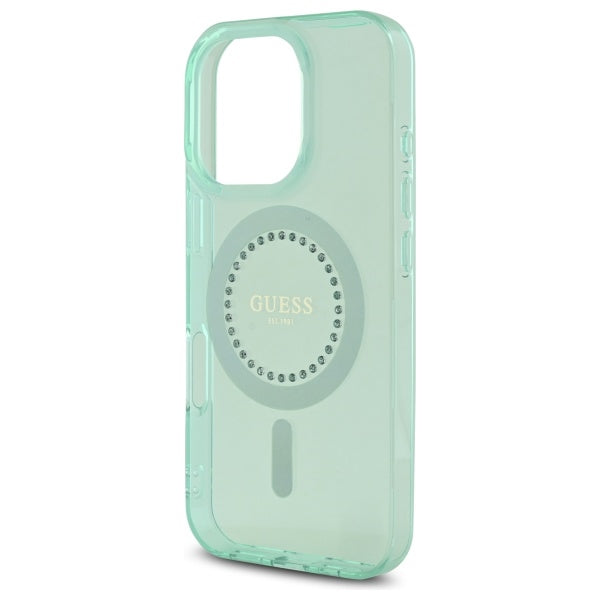 Puzdro MagSafe pre Apple iPhone 16 Pro Max, Guess, IML Rhinestone, Zelená
