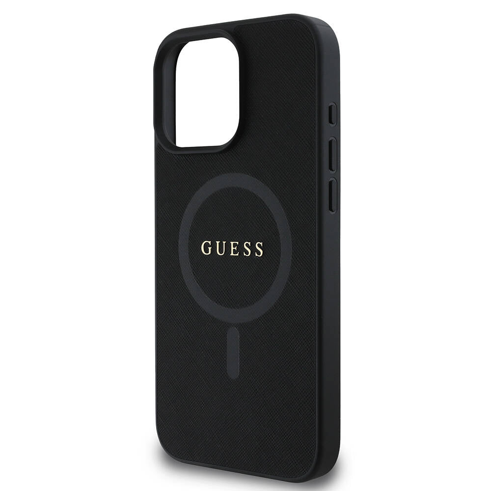 Puzdro MagSafe pre Apple iPhone 16 Pro Max, Guess, Saffiano Classic Logo, Čierne