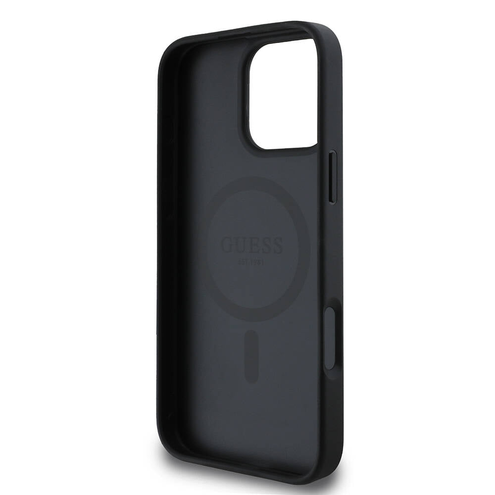 Puzdro MagSafe pre Apple iPhone 16 Pro Max, Guess, Saffiano Classic Logo, Čierne