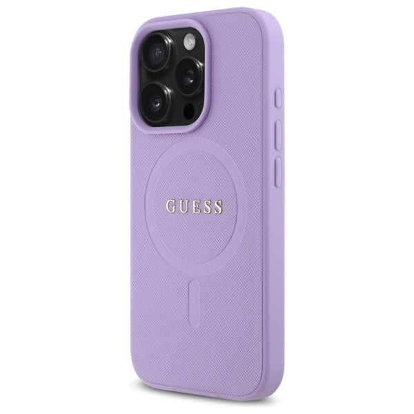 Puzdro MagSafe pre Apple iPhone 16 Pro Max, Guess, Saffiano, Fialová