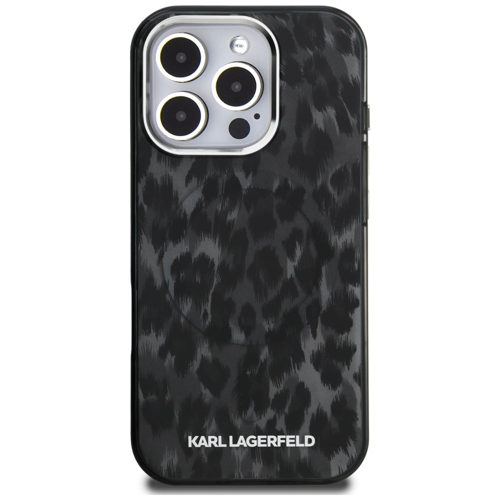 Puzdro MagSafe pre Apple iPhone 16 Pro Max, Karl Lagerfeld, IML Leopard Pattern, Čierne