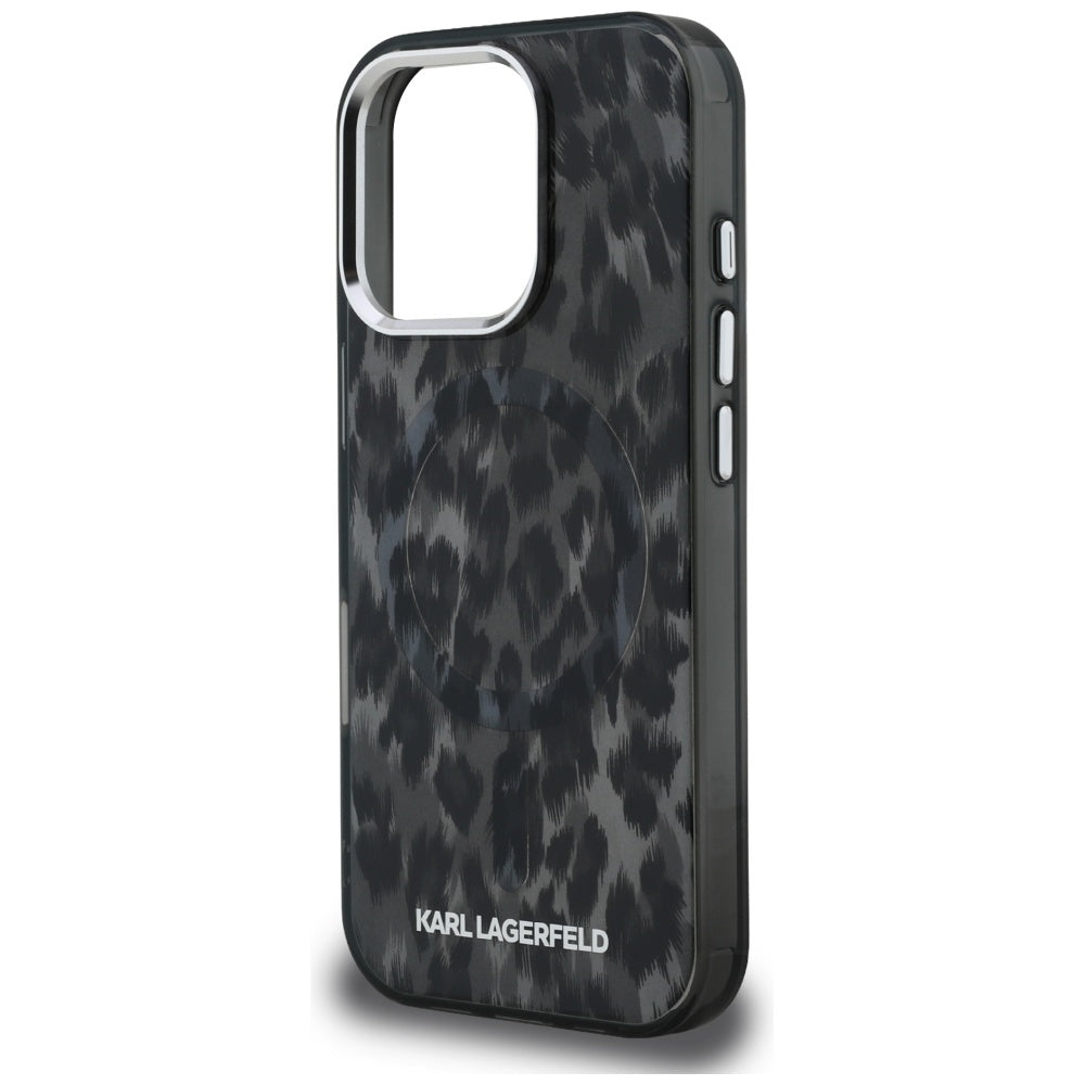 Puzdro MagSafe pre Apple iPhone 16 Pro Max, Karl Lagerfeld, IML Leopard Pattern, Čierne