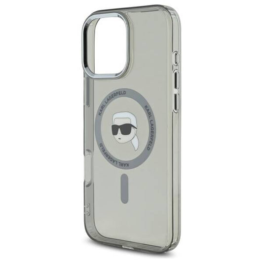 Puzdro MagSafe pre Apple iPhone 16 Pro Max, Karl Lagerfeld, IML Metal Karl's Head, Čierne