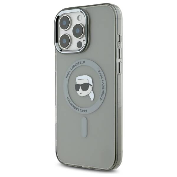 Puzdro MagSafe pre Apple iPhone 16 Pro Max, Karl Lagerfeld, IML Metal Karl's Head, Čierne