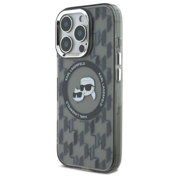 Puzdro MagSafe pre Apple iPhone 16 Pro Max, Karl Lagerfeld, IML Monogram Karl & Choupette's Heads, Čierne