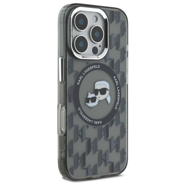 Puzdro MagSafe pre Apple iPhone 16 Pro Max, Karl Lagerfeld, IML Monogram Karl & Choupette's Heads, Čierne