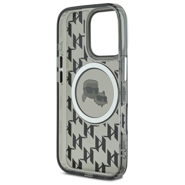 Puzdro MagSafe pre Apple iPhone 16 Pro Max, Karl Lagerfeld, IML Monogram Karl & Choupette's Heads, Čierne