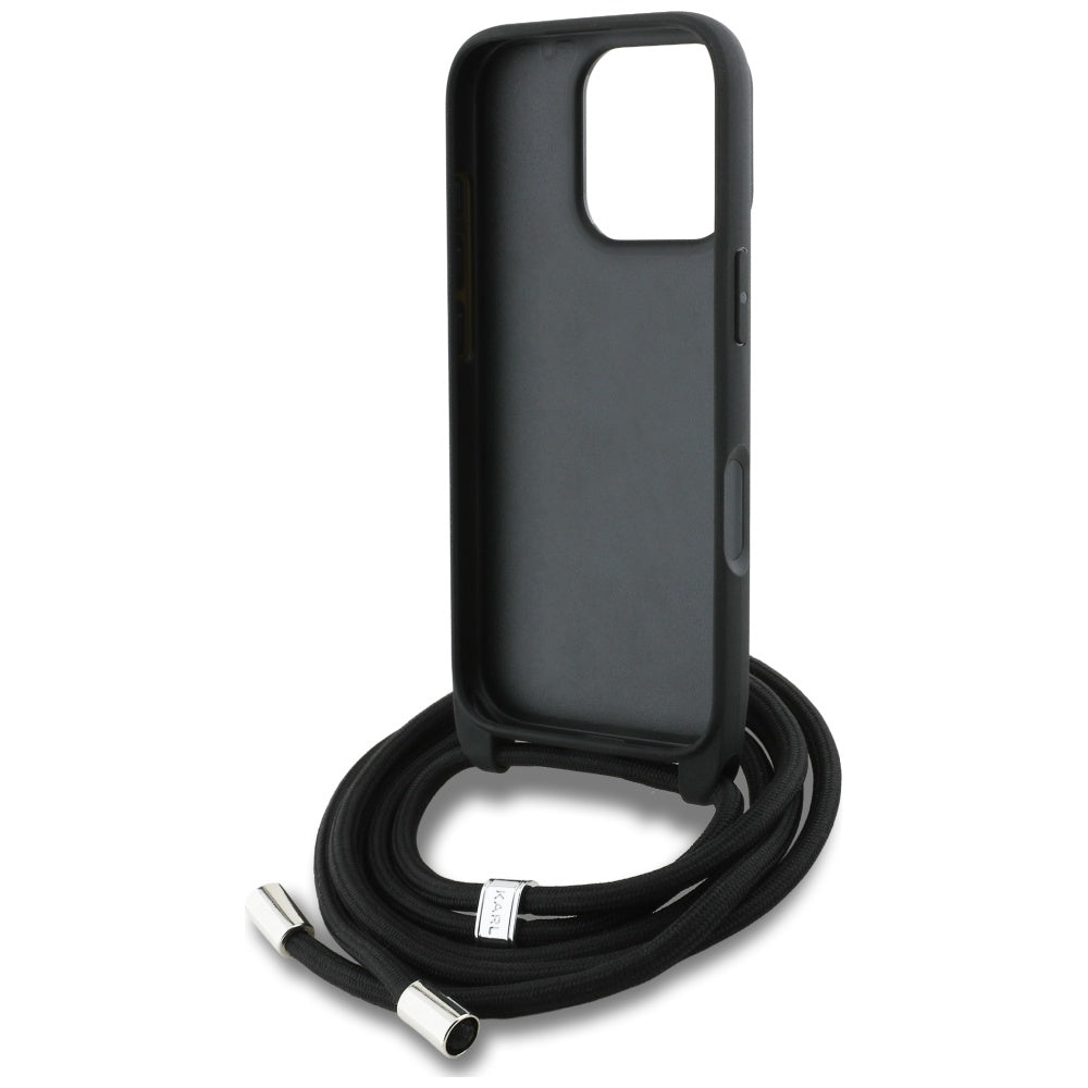 Puzdro MagSafe pre Apple iPhone 16 Pro Max, Karl Lagerfeld, Saffiano Crossbody, Čierne