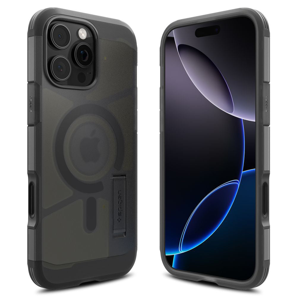 Puzdro MagSafe pre Apple iPhone 16 Pro, Spigen, Tough Armor, Saténová čierna ACS09072