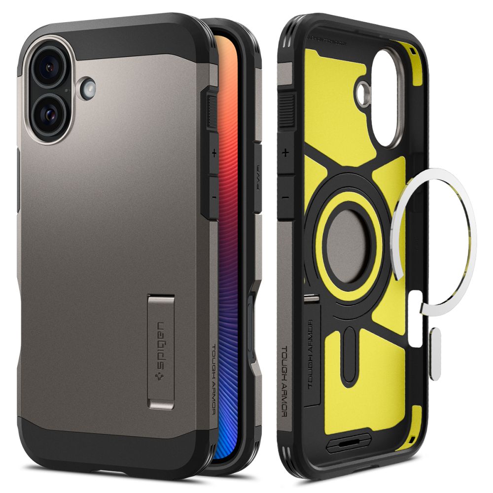 Puzdro MagSafe pre Apple iPhone 16, Spigen, Tough Armor, Sivé