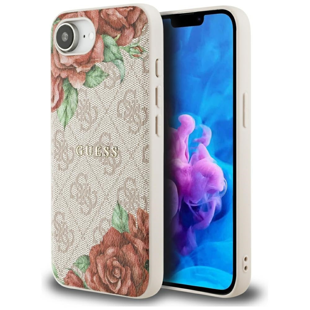 Puzdro MagSafe pre Apple iPhone 17e / 16e, Guess, 4G Flowers Print, Ružové