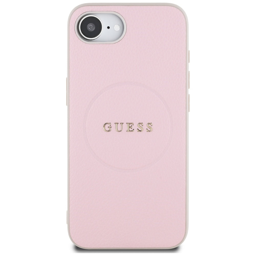 Puzdro MagSafe pre Apple iPhone 17e / 16e, Guess, Grained Gold Ring, Ružové