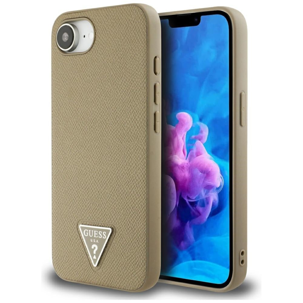 Puzdro MagSafe pre Apple iPhone 17e / 16e, Guess, Grained Triangle Logo, Hnedá