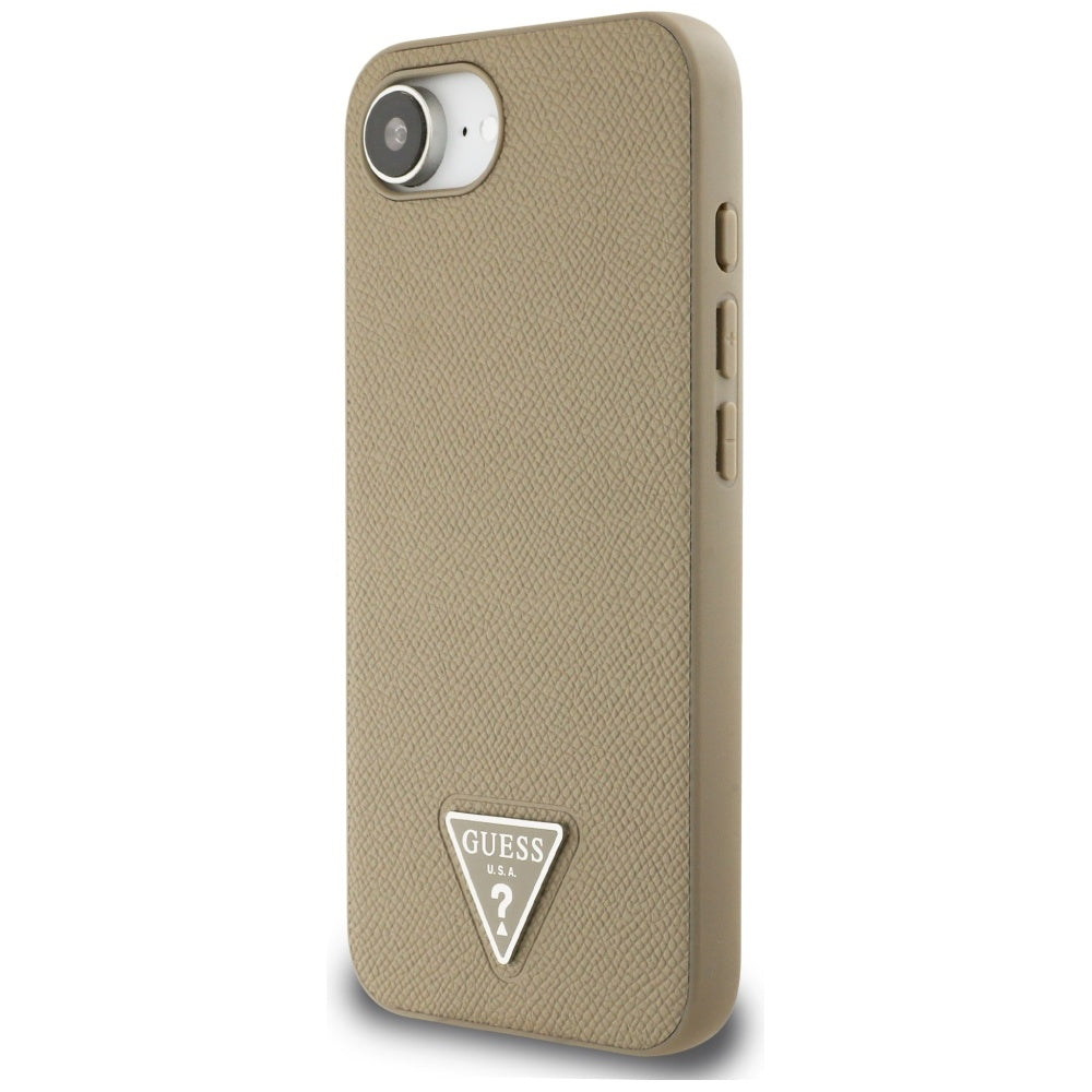 Puzdro MagSafe pre Apple iPhone 17e / 16e, Guess, Grained Triangle Logo, Hnedá