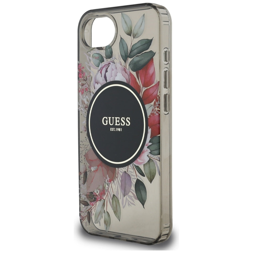 Puzdro MagSafe pre Apple iPhone 17e / 16e, Guess, IML Flowers, Čierne