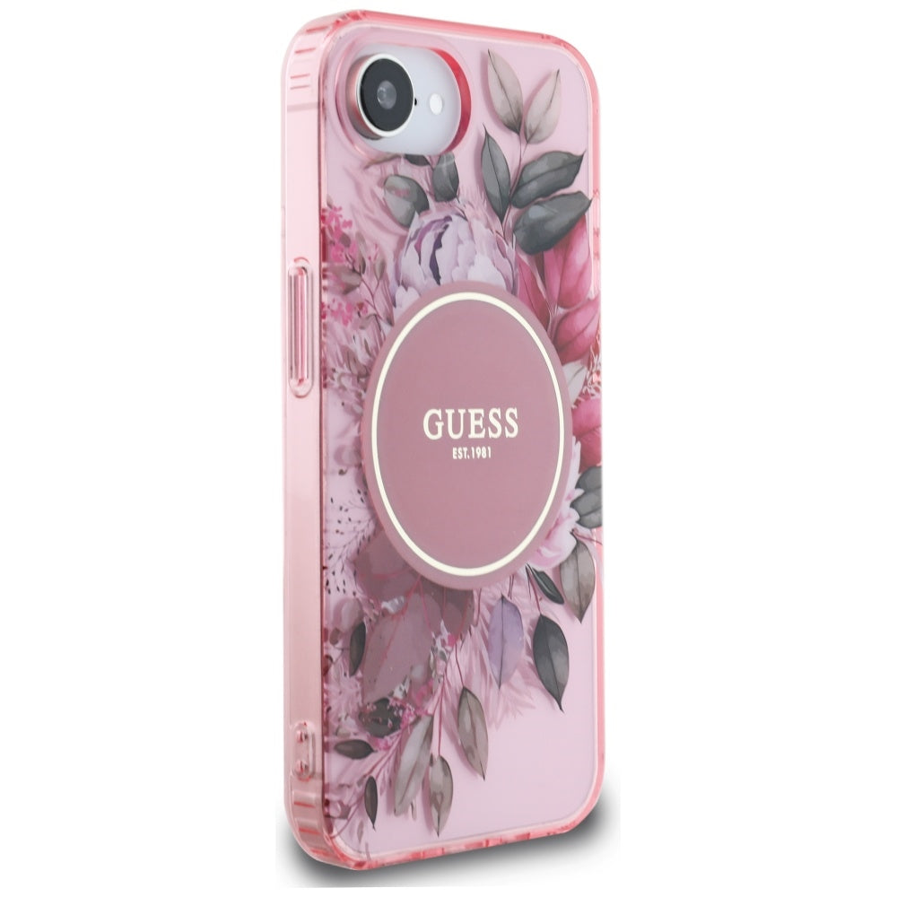 Puzdro MagSafe pre Apple iPhone 17e / 16e, Guess, IML Flowers, Ružová