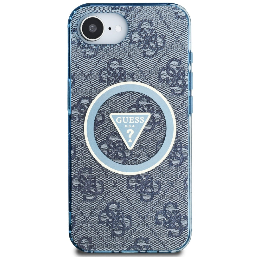 Puzdro MagSafe pre Apple iPhone 17e / 16e, Guess, IML Glitter 4G Circle Triangle, Modrá