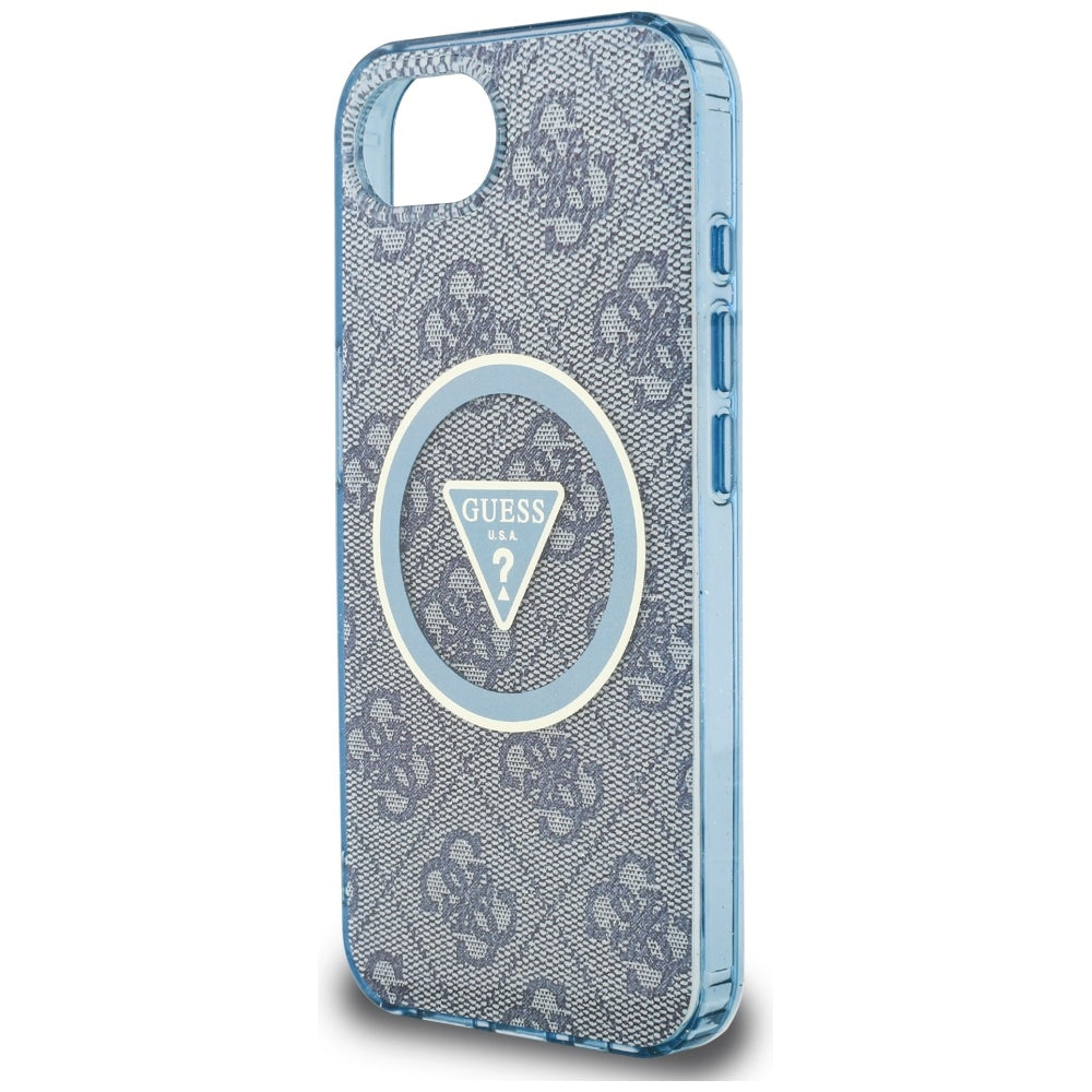 Puzdro MagSafe pre Apple iPhone 17e / 16e, Guess, IML Glitter 4G Circle Triangle, Modrá