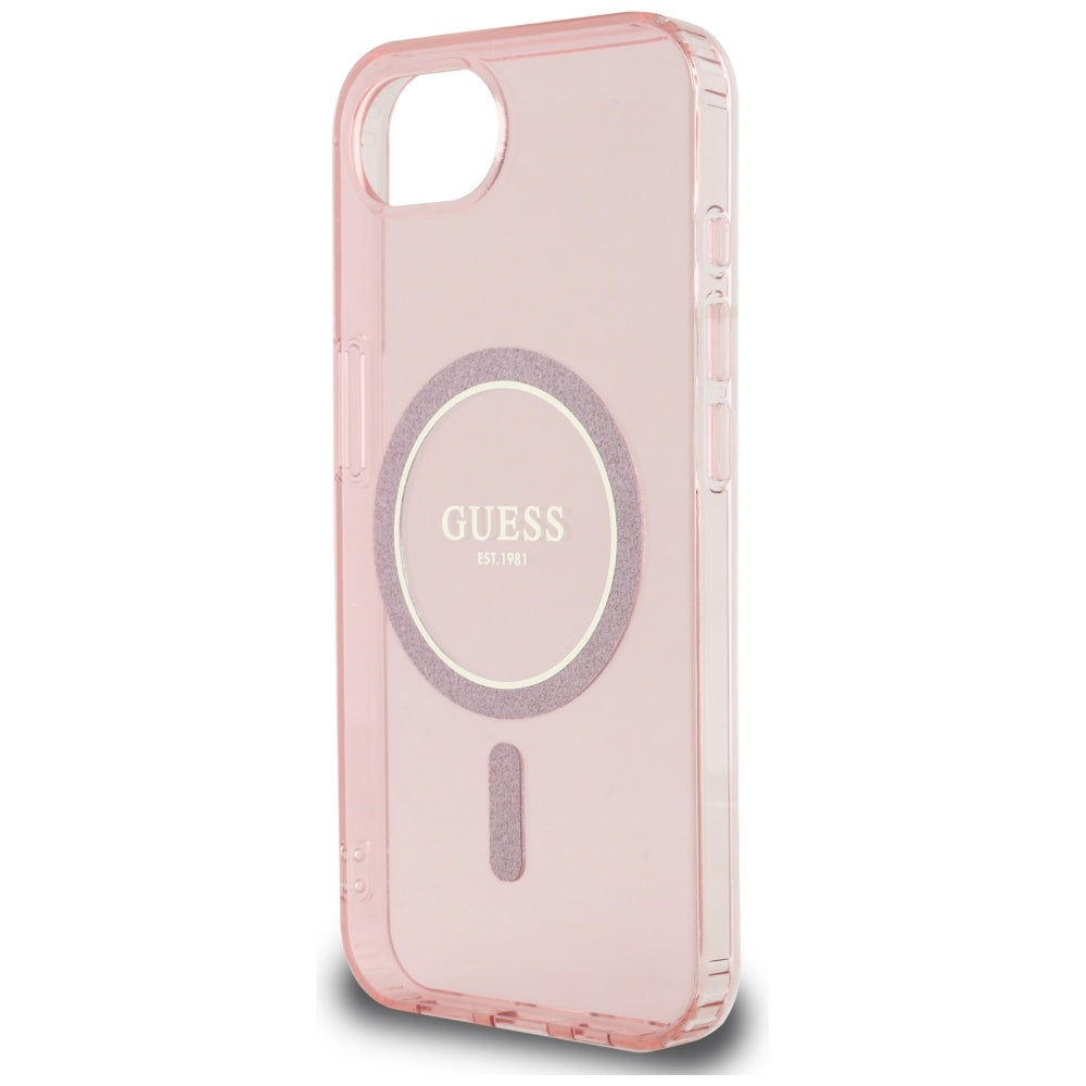 MagSafe Case for Apple iPhone 17e / 16e, Guess, IML Glitter Circle, Pink
