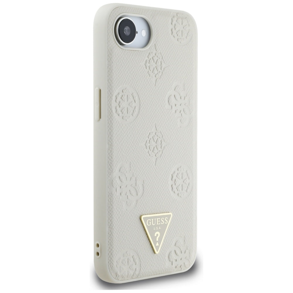 Puzdro MagSafe pre Apple iPhone 17e / 16e, Guess, Peony Grained Hot Stamp Triangle, Bežové