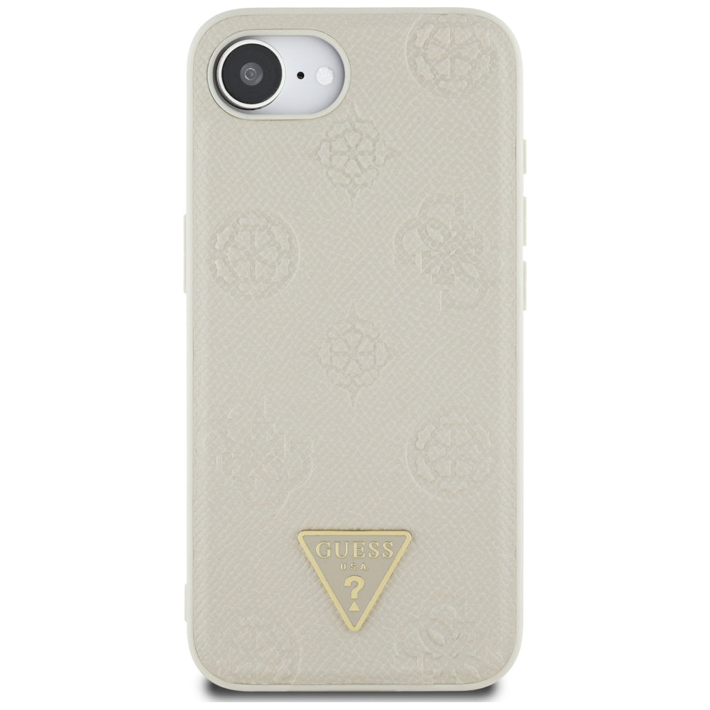 Puzdro MagSafe pre Apple iPhone 17e / 16e, Guess, Peony Grained Hot Stamp Triangle, Bežové