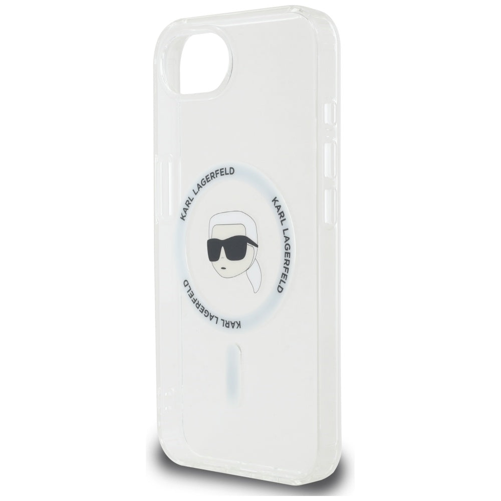 Puzdro MagSafe pre Apple iPhone 17e / 16e, Karl Lagerfeld, IML Karl's Head, Biela